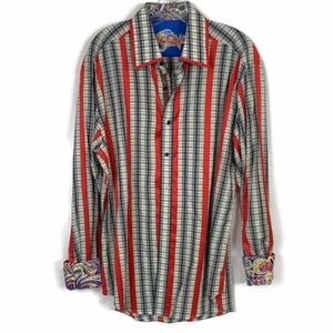 ROBERT GRAHAM Stripe Shirt Paisley Cuffs
